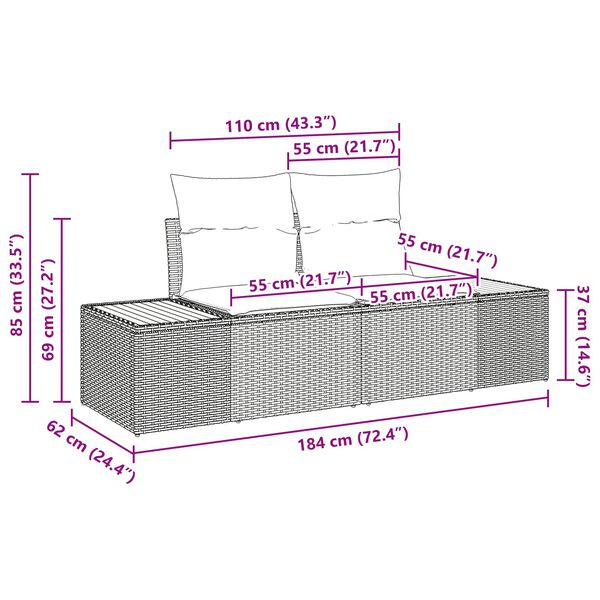 vidaXL Aia Diivanikomplekt padjaga 8 pcs Must Pol&uuml;rooster