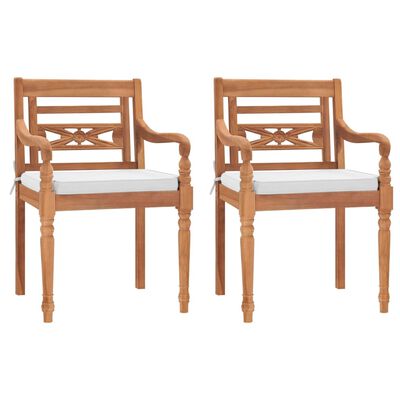 vidaXL bataavia toolid, 2 tk, patjadega, tiikpuu