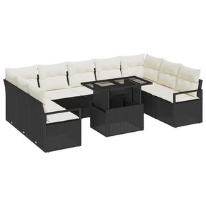 vidaXL Aia Diivanikomplekt ladustamisega 10 pcs Must Pol&uuml;rooster