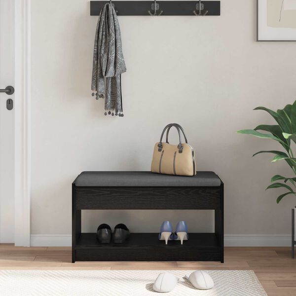 vidaXL Hallipink padjaga riiuliga Must Tamm 83 x 38 x 45 cm