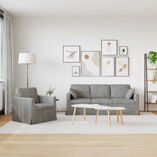 vidaXL Diivan 2 pcs Helehall 198 x 78 x 80 cm Samet