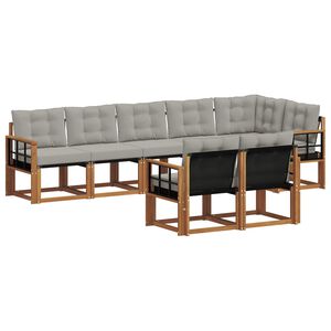 vidaXL V&auml;li diivanikomplekt padjaga 8 pcs Looduslik ja Hele Hall