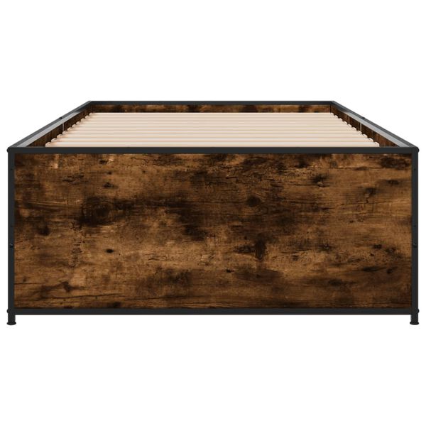 vidaXL voodiraam, suitsutatud tamm, 100 x 200 cm, tehispuit ja metall