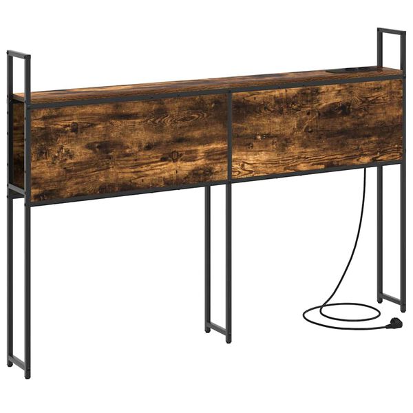 vidaXL S&auml;ilitusega peatoed laadimisjaamaga Suitsutatud tamm 120 cm