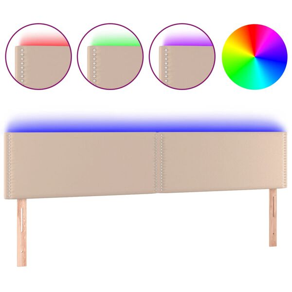 vidaXL LED-voodipeats Cappuccino 180x5x78/88 cm kunstnahk