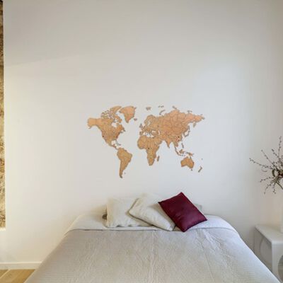 MiMi Innovations seina maailmakaart "Luxury" pusle, pruun, 150x90 cm