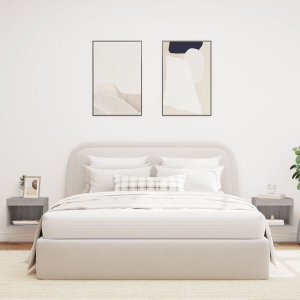 vidaXL seinale kinnitatavad öökapid LED-tuledega 2 tk, hall Sonoma