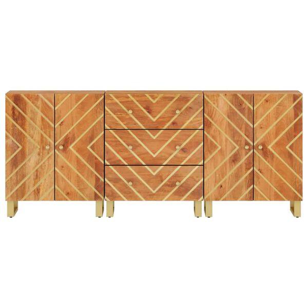 vidaXL puhvetkapid 3 tk, pruun ja must, 60 x 33,5 x 75 cm, mangopuit