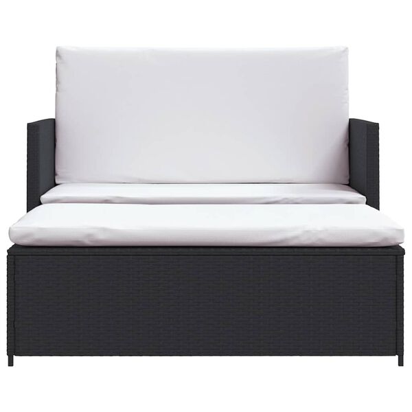 vidaXL 2-osaline aiamööblikomplekt patjadega, polürotang, must