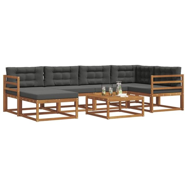 vidaXL V&auml;li diivanikomplekt padjaga 7 pcs Looduslik ja antriit