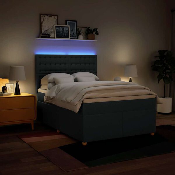 vidaXL kontinentaalvoodi madratsiga, sinine, 140x190 cm, kangas