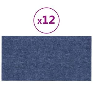 vidaXL seinapaneelid 12 tk, sinine, 30 x 15 cm, kangas, 0,54 m²