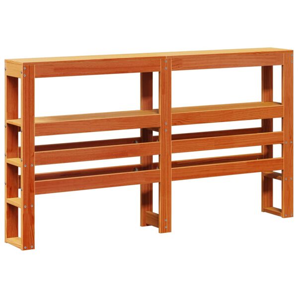 vidaXL riiulitega voodipeats, vahapruun, 140 cm, m&auml;nnipuit