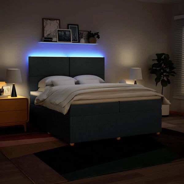 vidaXL kontinentaalvoodi madratsiga, sinine, 200x200 cm, kangas