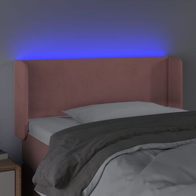 vidaXL LED-voodipeats, roosa, 93x16x78/88 cm, samet