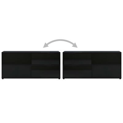 vidaXL telerikapp, kõrgläikega must, 80 x 34 x 36, puitlaastplaat