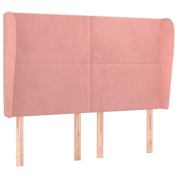 vidaXL voodipeats servadega, roosa, 147x23x118/128 cm, samet