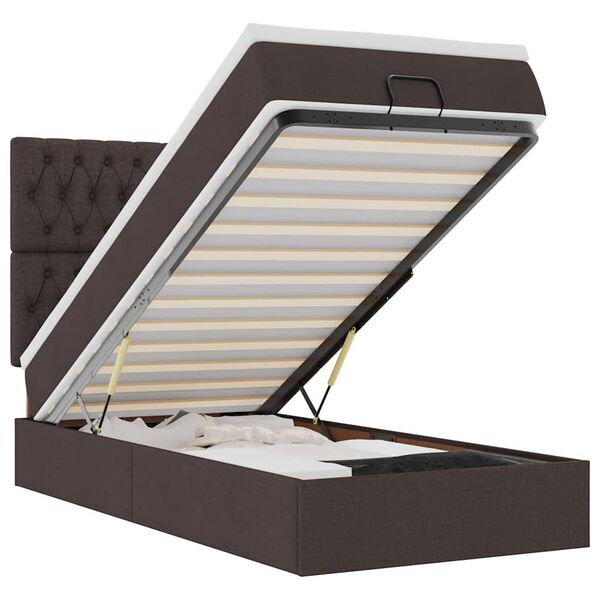 vidaXL Ottomani voodiraam madratsiga, tumepruun, 80x200cm, kangas