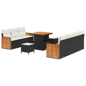 vidaXL Aia Diivanikomplekt padjaga 13 pcs Must ja kreem pol&uuml;rotang