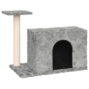 vidaXL kassimaja sisalk&ouml;iega kraapimispuuga, helehall, 51 cm