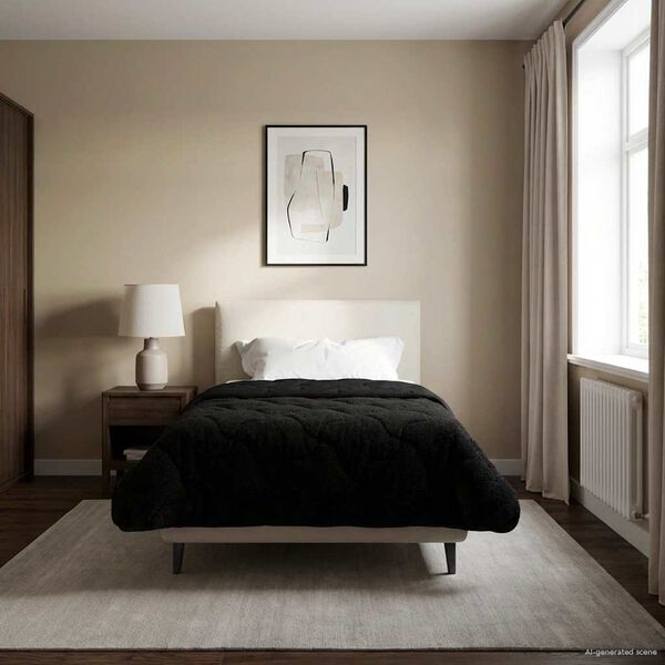 vidaXL T&auml;ispika aasta tekk Must 135 x 220 cm Mikrokiud ja Teddy villa