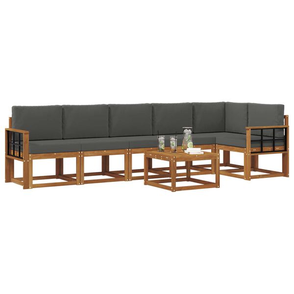 vidaXL V&auml;li diivanikomplekt padjaga 7 pcs Looduslik ja antriit