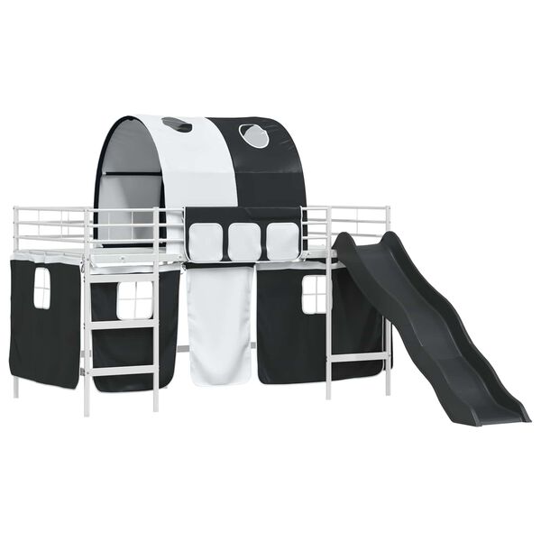 vidaXL Laste Lofti Voodi Raam Valge ja must 80 x 200 cm Metall