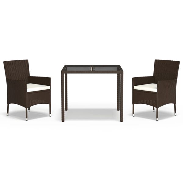 vidaXL 3-osaline aia s&ouml;&ouml;gim&ouml;&ouml;bli komplekt patjadega, pruun, pol&uuml;rotang