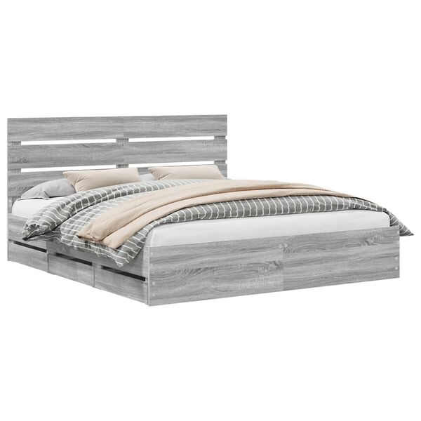 vidaXL Voodi raam sahtliga peaga Hall Sonoma 200 x 200 cm Inseneripuit