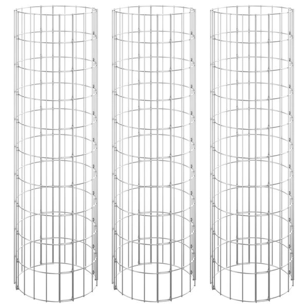 vidaXL ringikujulised gabioon taimelavad 3tk tsingitud teras Ø30x100cm