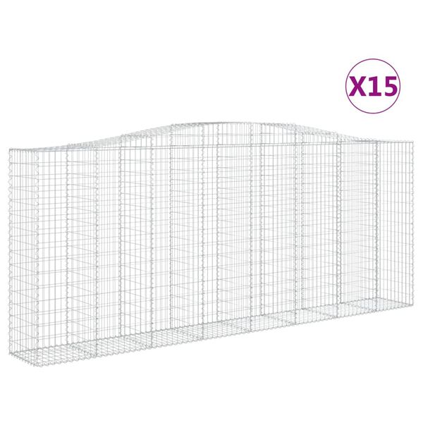 vidaXL kaarekujulised gabioonkorvid 15 tk, 400x50x160/180 cm, raud