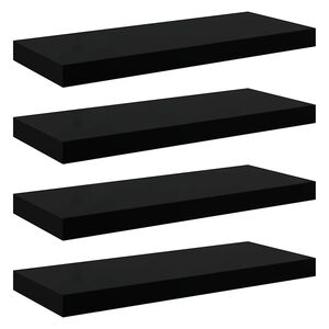 vidaXL seinariiulid, 4 tk, k&otilde;rgl&auml;ikega must, 60 x 23,5 x 3,8 cm MDF