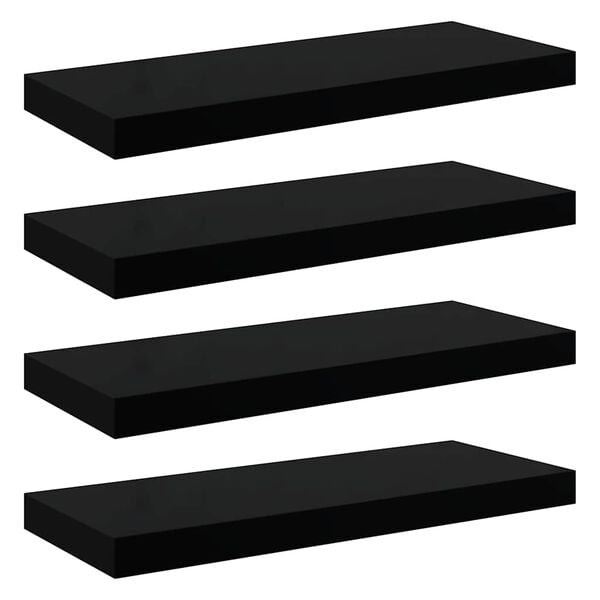 vidaXL seinariiulid, 4 tk, k&otilde;rgl&auml;ikega must, 60 x 23,5 x 3,8 cm MDF