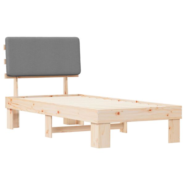 vidaXL Voodiraam Pehme Peatoega peaga Helehall 75 x 190 cm Tahke m&auml;nd