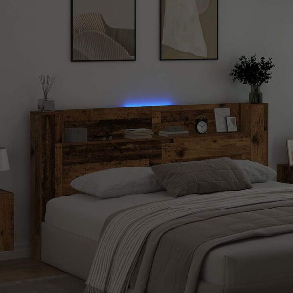 vidaXL Peats LED -ribatuledega Vana puit 200 x 15 x 103,5 cm Tehispuit