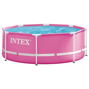 INTEX Metallist raamiga maapinna peal ujumiseks bassein Roosa PVC
