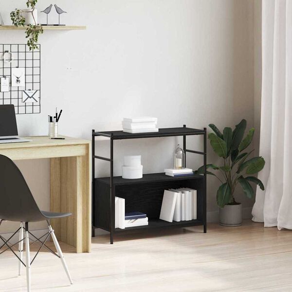 vidaXL Raamatukapp Must tamm 80 x 30 x 78.5 cm Tehispuit