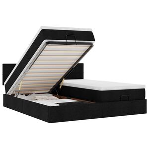 vidaXL Ottomani voodiraam madratsitega, must, 200x200cm, kangas