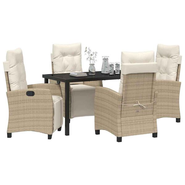 vidaXL Aia söögilaudade komplekt 5 pcs Beež polürotang