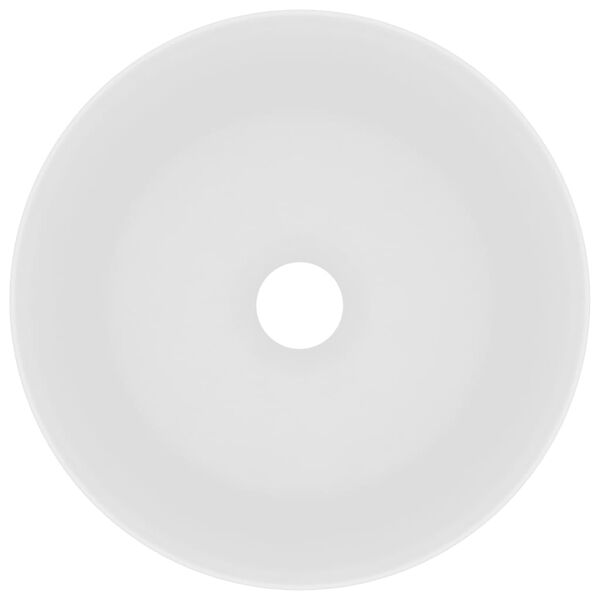 vidaXL luksuslik valamu ümar, matt valge, 40 x 15 cm, keraamiline