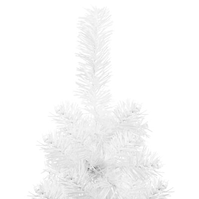 vidaXL kitsas poolik kunstkuusk alusega, valge, 240 cm