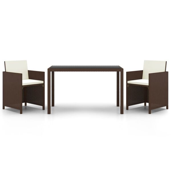 vidaXL 3-osaline aiamööblikomplekt patjadega, polürotang, pruun