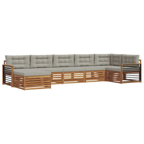 vidaXL Diivanikomplektid 7 pcs Looduslik ja Hele Hall Tugev akatsiapuu