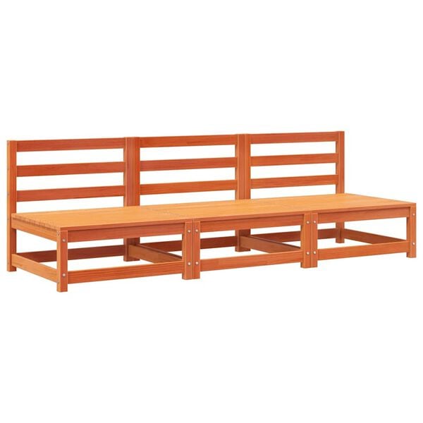 vidaXL käetugedeta aiadiivanid 3 tk, vahapruun, 70x70x67 cm, männipuit