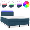 vidaXL kontinentaalvoodi madrats ja LED, tumesinine, 120x210 cm, samet