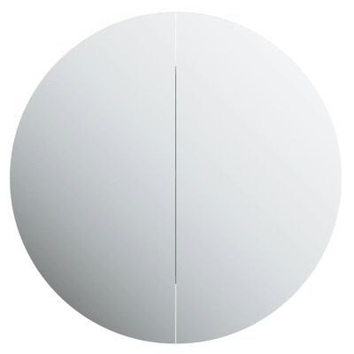 vidaXL vannitoakapp ümmarguse peegli ja LED-iga, valge, 54x54x17,5 cm