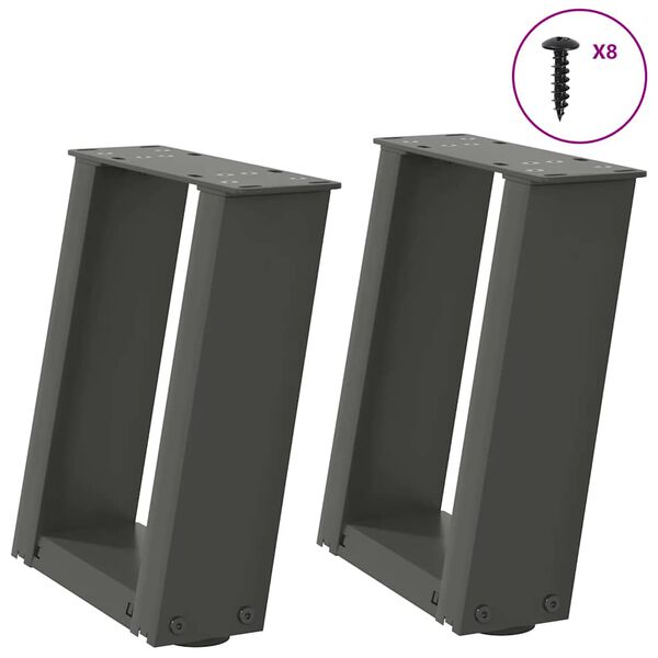 vidaXL kohvilaua jalad U-kujulised 2 tk, antratsiithall, 30 x (30-31) cm, teras