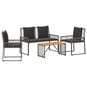 vidaXL V&auml;lis m&ouml;&ouml;bli komplekt padjaga 9 pcs Hall ja tumehall pol&uuml;rotang