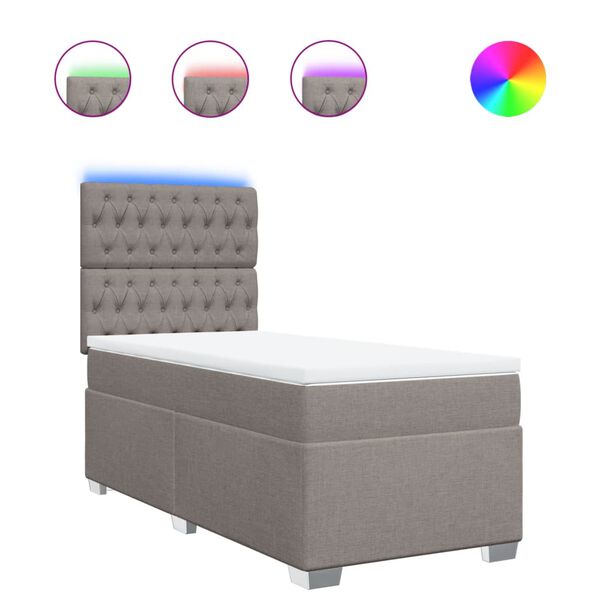 vidaXL kontinentaalvoodi madratsiga, pruunikashall, 80x200 cm, kangas