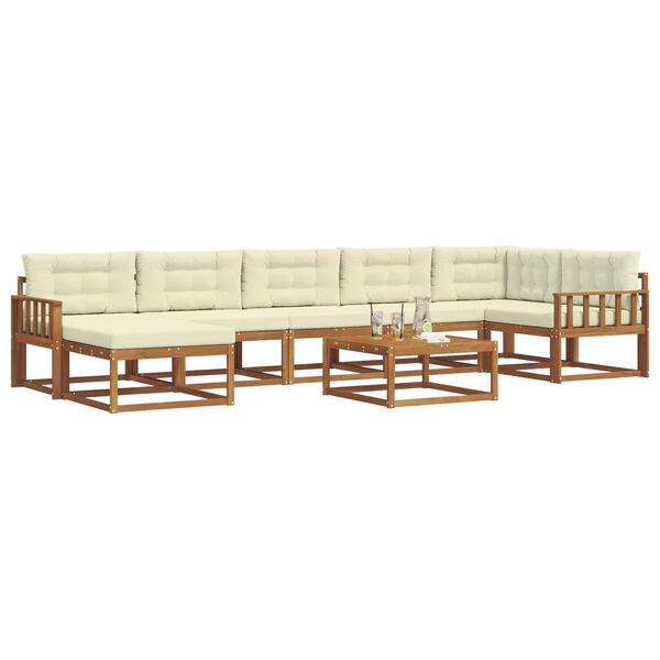 vidaXL V&auml;li diivanikomplekt padjaga 8 pcs Looduslik ja kreem